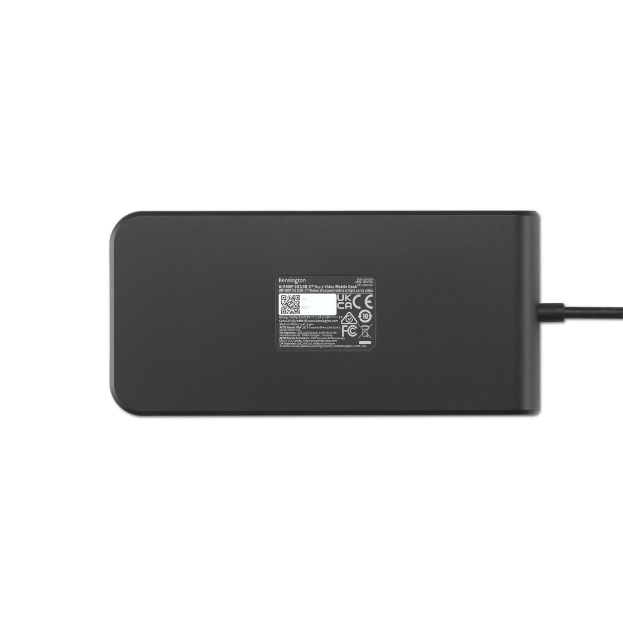 Kensington uh1500p eq usb-c 5gbps triple video driverless mobile dock dockingstation (zwart)