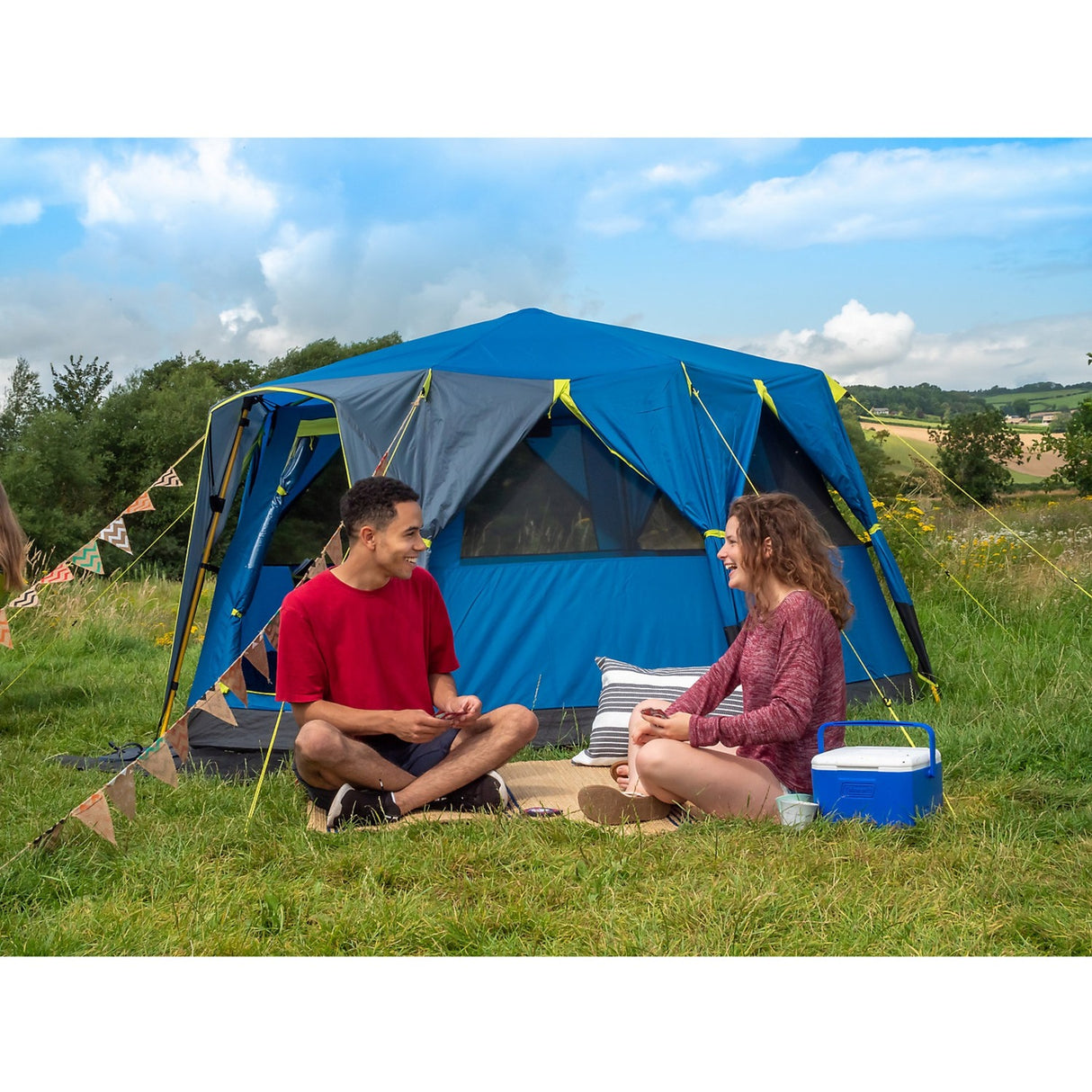 Coleman octago tent - tent 3 persoons - festival tent - blauw lime