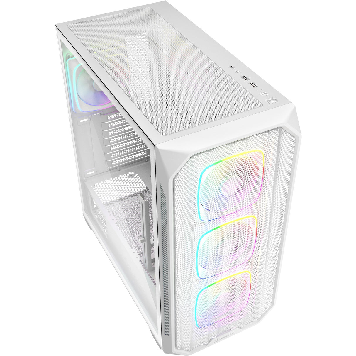 Sharkoon ak5m rgb midi tower behuizing (wit | 2x usb-a | 1x usb-c | rgb | tempered glass)