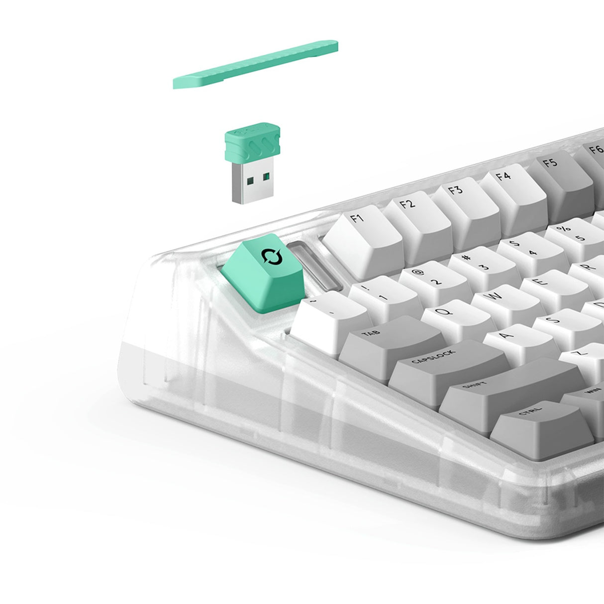 Iqunix og80 wormhole wireless mechanical keyboard (grijs, us lay-out (qwerty), cherry mx red, 80% (tkl), rgb leds, hot-swappable, pbt, 2.4ghz | bluetooth 5.1 | usb-c)