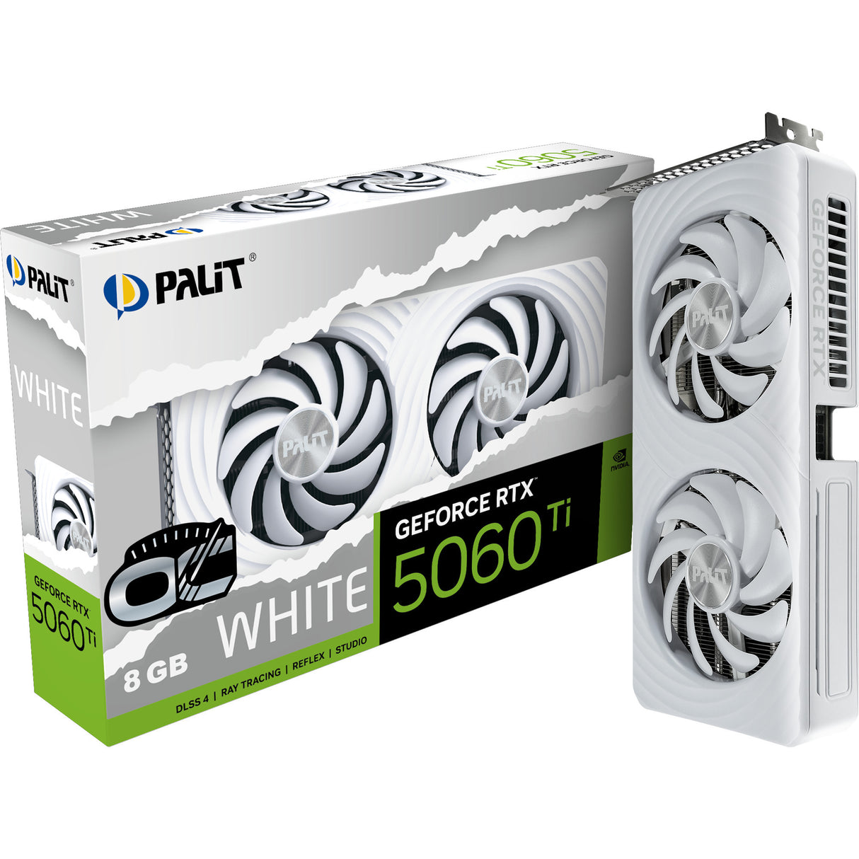 Palit geforce rtx 5060 ti oc white 8gb grafische kaart (wit, dlss 4, 3x displayport, 1x hdmi 2.1)