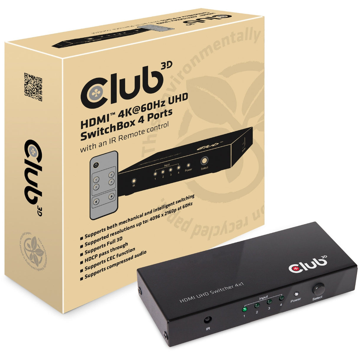 Club 3d hdmi switch 2.0 uhd (zwart)