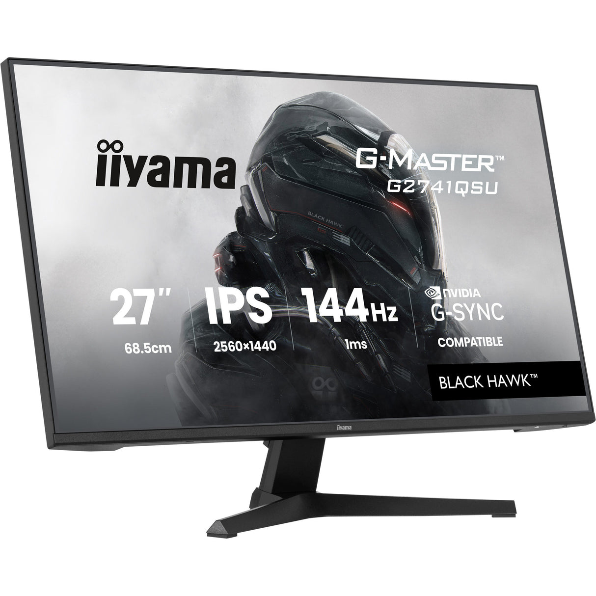 Iiyama g-master black hawk g2741qsu-b1 27 gaming monitor (zwart, hdmi, displayport, 2x usb-a, usb-b, 144 hz)