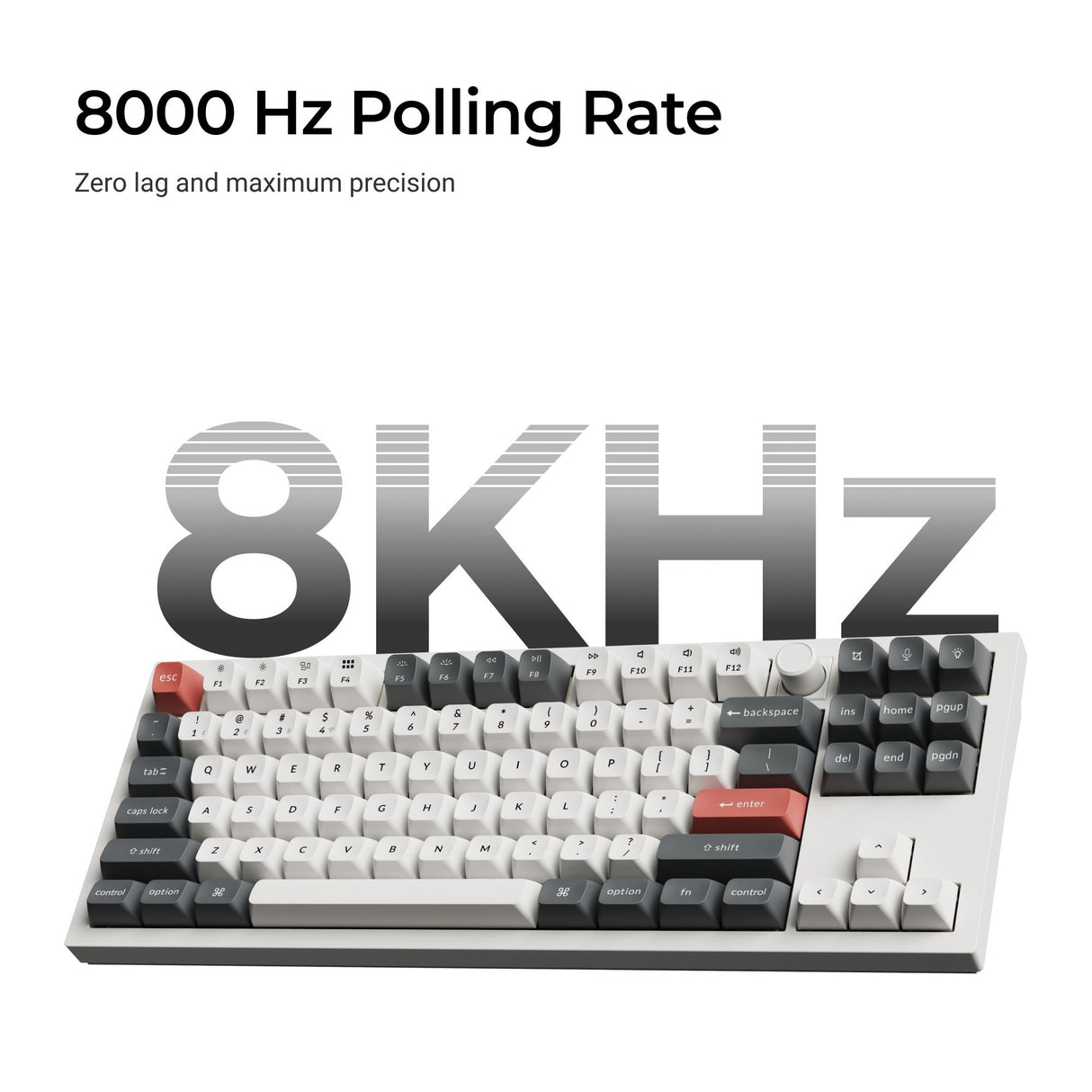 Keychron q3 ultra-m3 8k wireless custom mechanical keyboard (zwart, us lay-out (qwerty), silk pom brown, 80% (tkl), rgb, hot swap, 8k, 2.4 ghz | bluetooth 5.2 | usb-c)