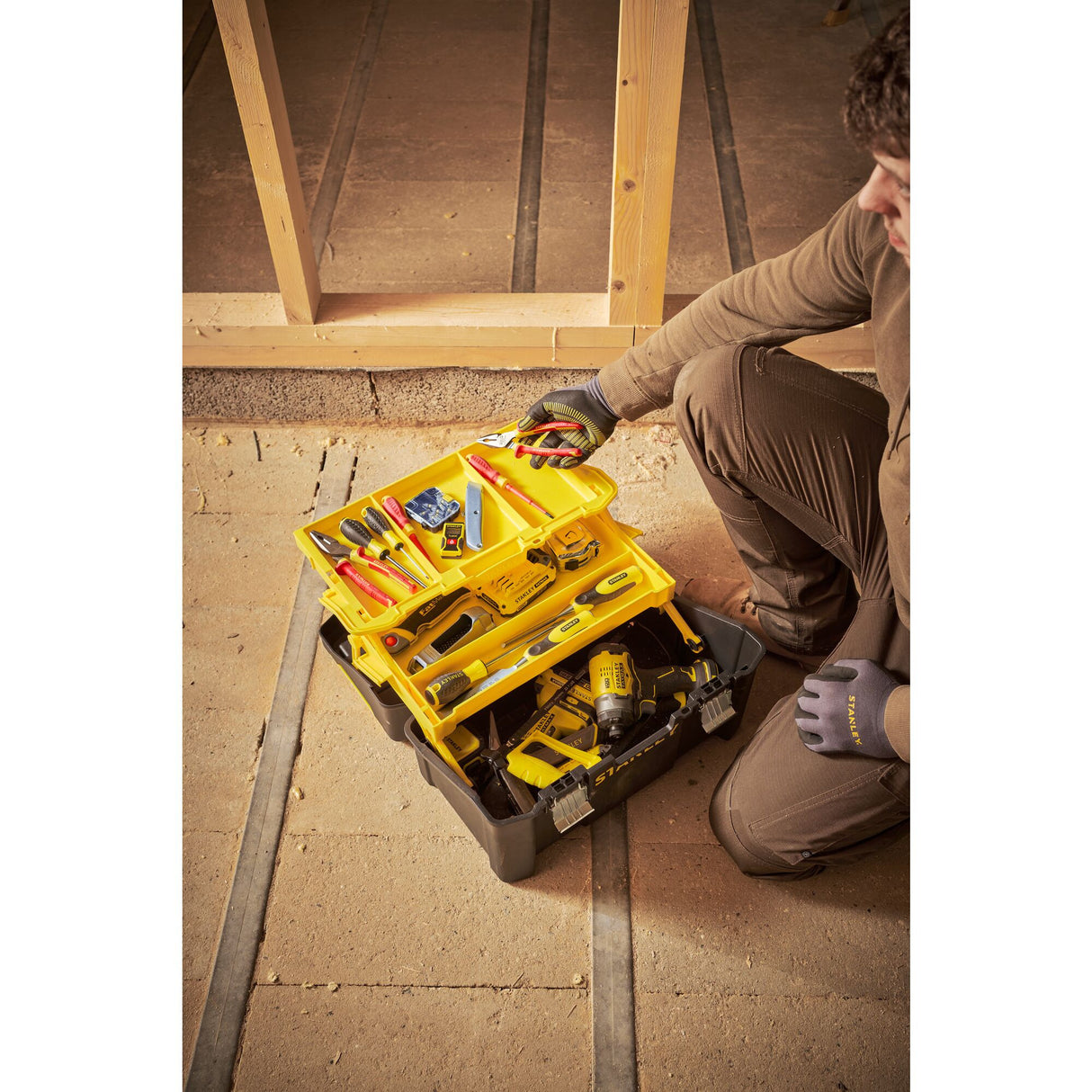 Stanley gereedschapskoffer cantilever 19 gereedschapsbox (zwart geel)