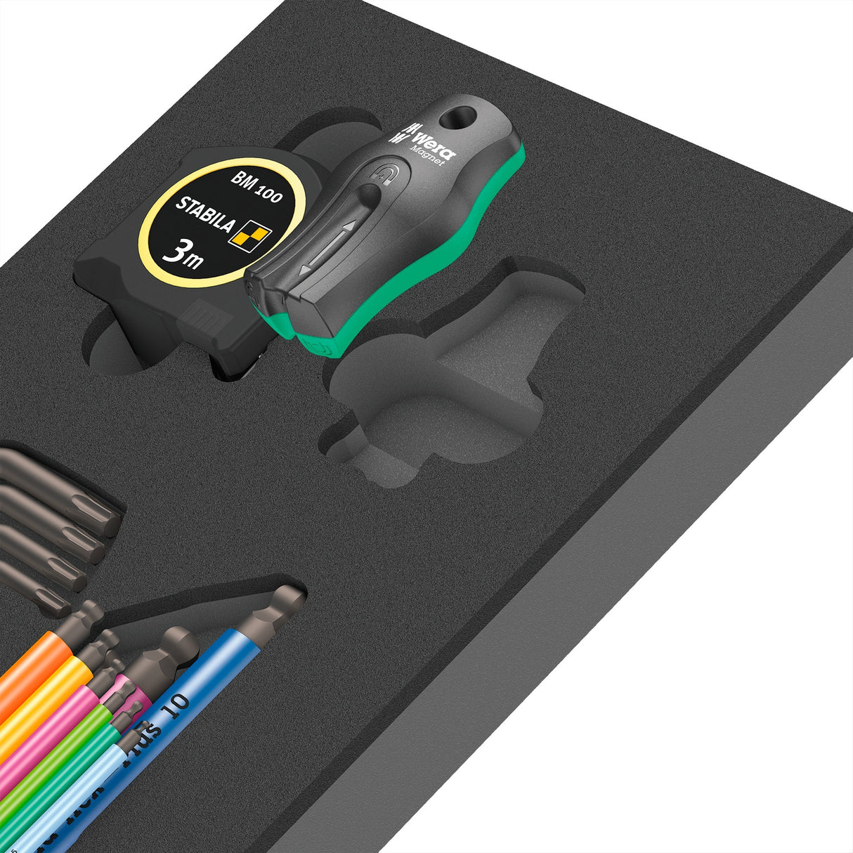 Wera 9740 schuimrubberen inzetstuk met stiftsleutels set 1, 20‑delig schroevendraaier (zwart grijs, in schuiminzet voor werkplaatswagen)