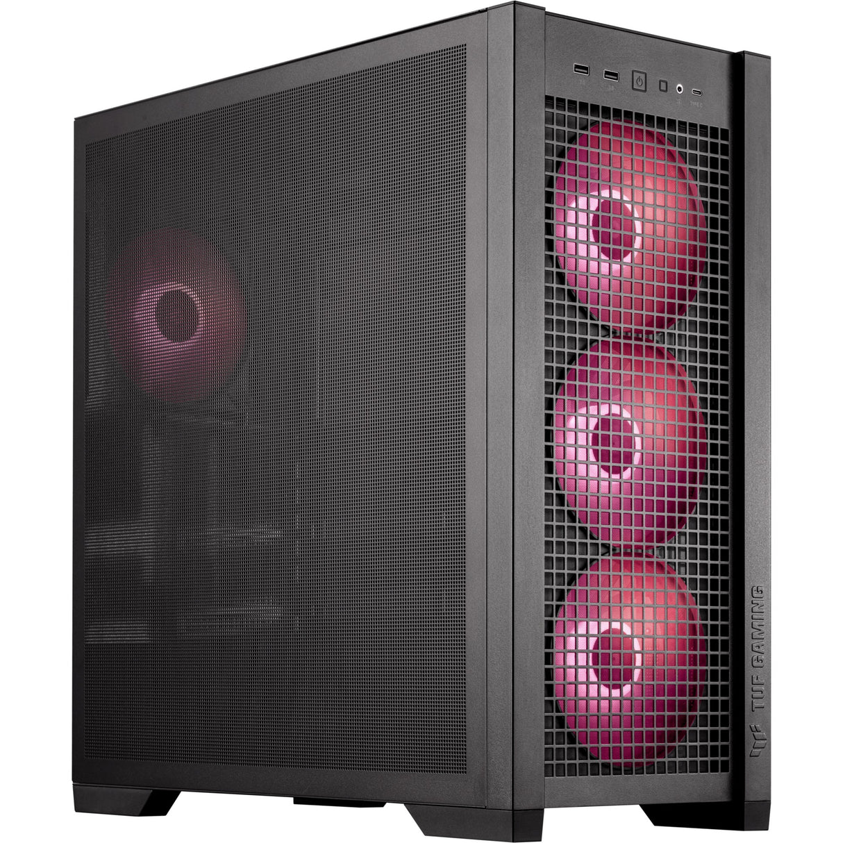 Asus tuf gaming gt302 argb midi tower behuizing (zwart | 2x usb-a | 1x usb-c | rgb | tempered glass)