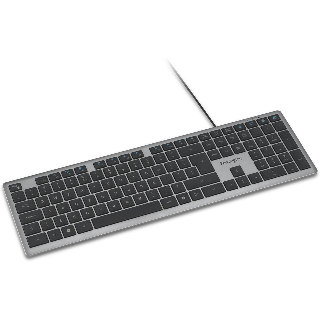 Kensington kb515 eq usb-c usb-a wired keyboard (grijs, us-international lay-out (qwerty), scissor switches, 100%)