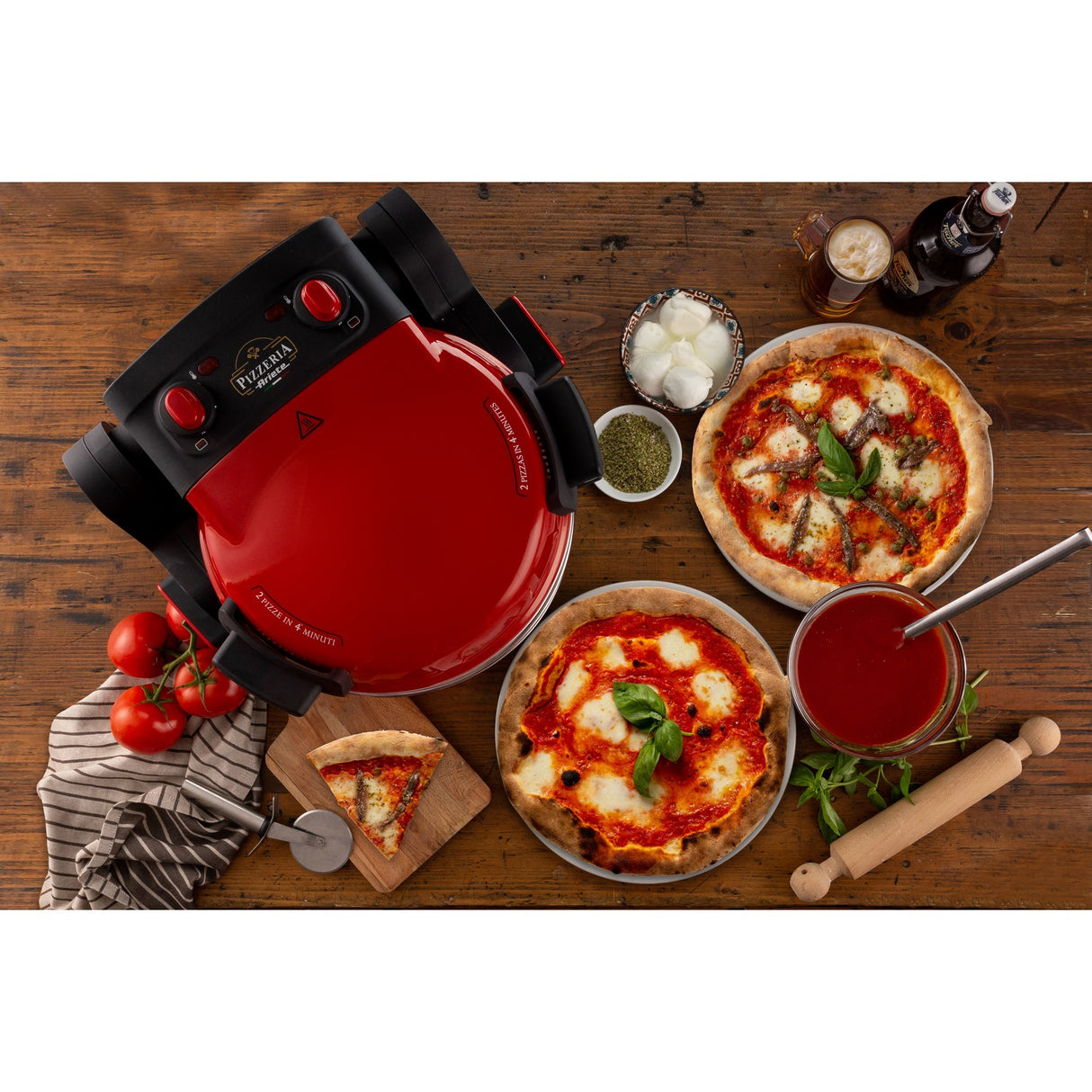 Ariete dubbele pizzaoven 0927 00 (rood)