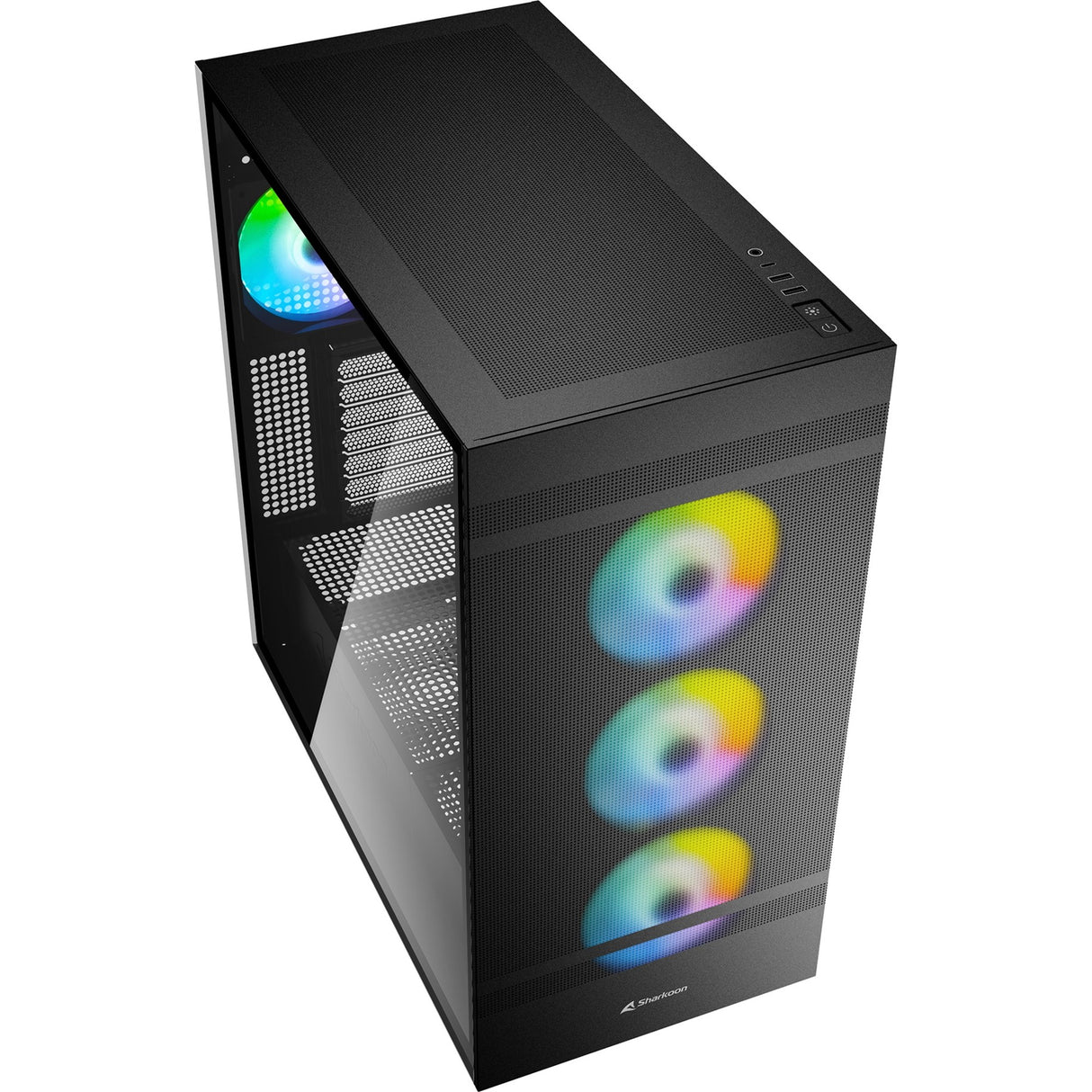 Sharkoon rebel c50 black rgb midi tower behuizing (zwart | 2x usb-a | 1x usb-c | rgb | tempered glass)