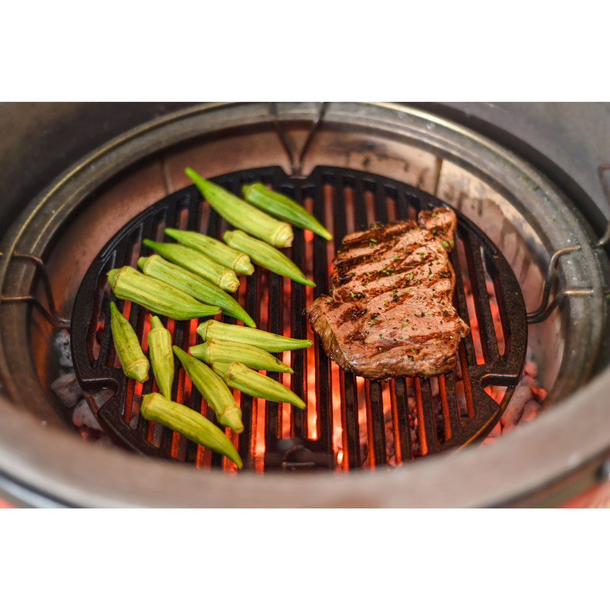 Kamado joe sear plate voor classic i, ii, iii en joe jr. grillrooster (zwart, ø 34cm)