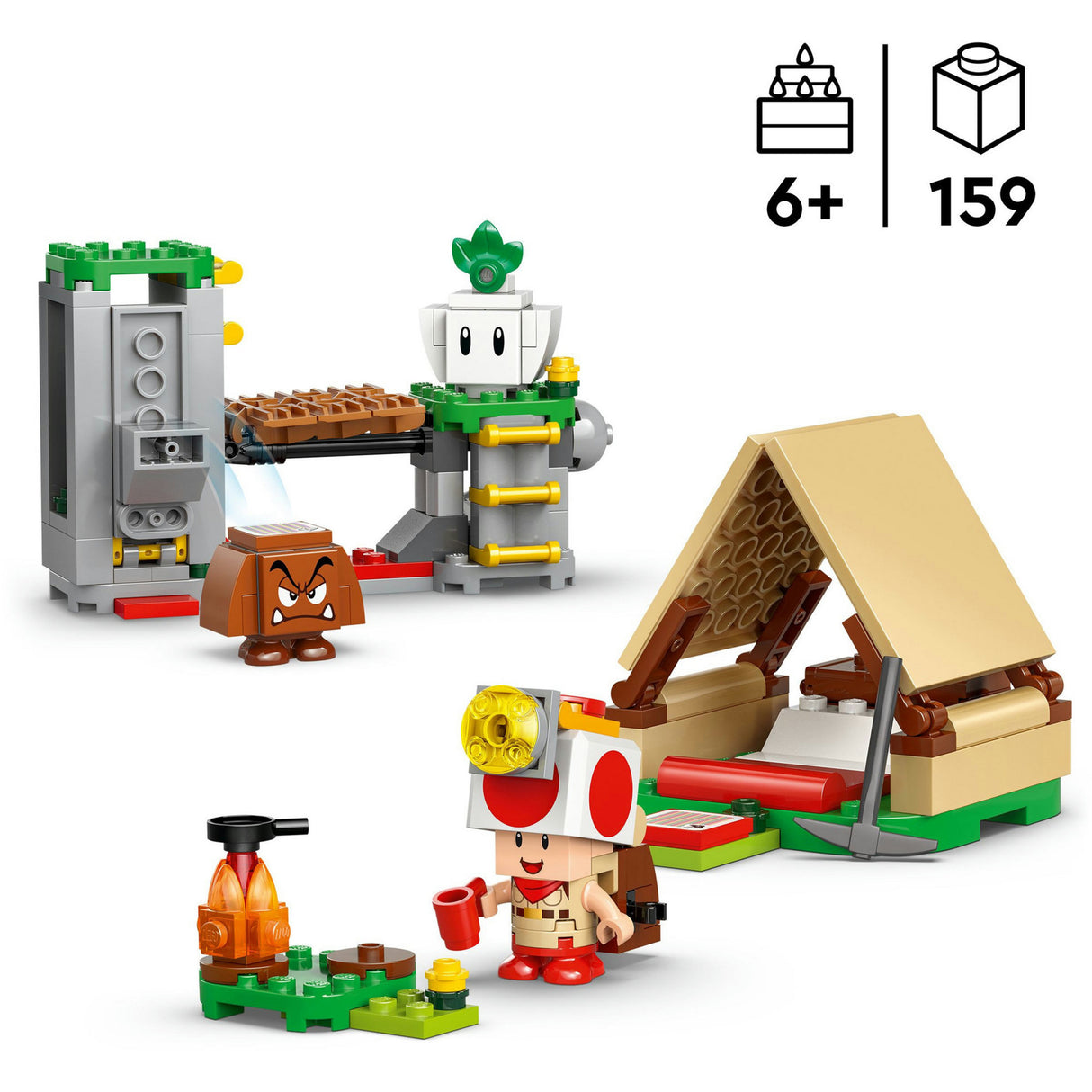 Lego super mario 72040 toad-baas kampeerplaats