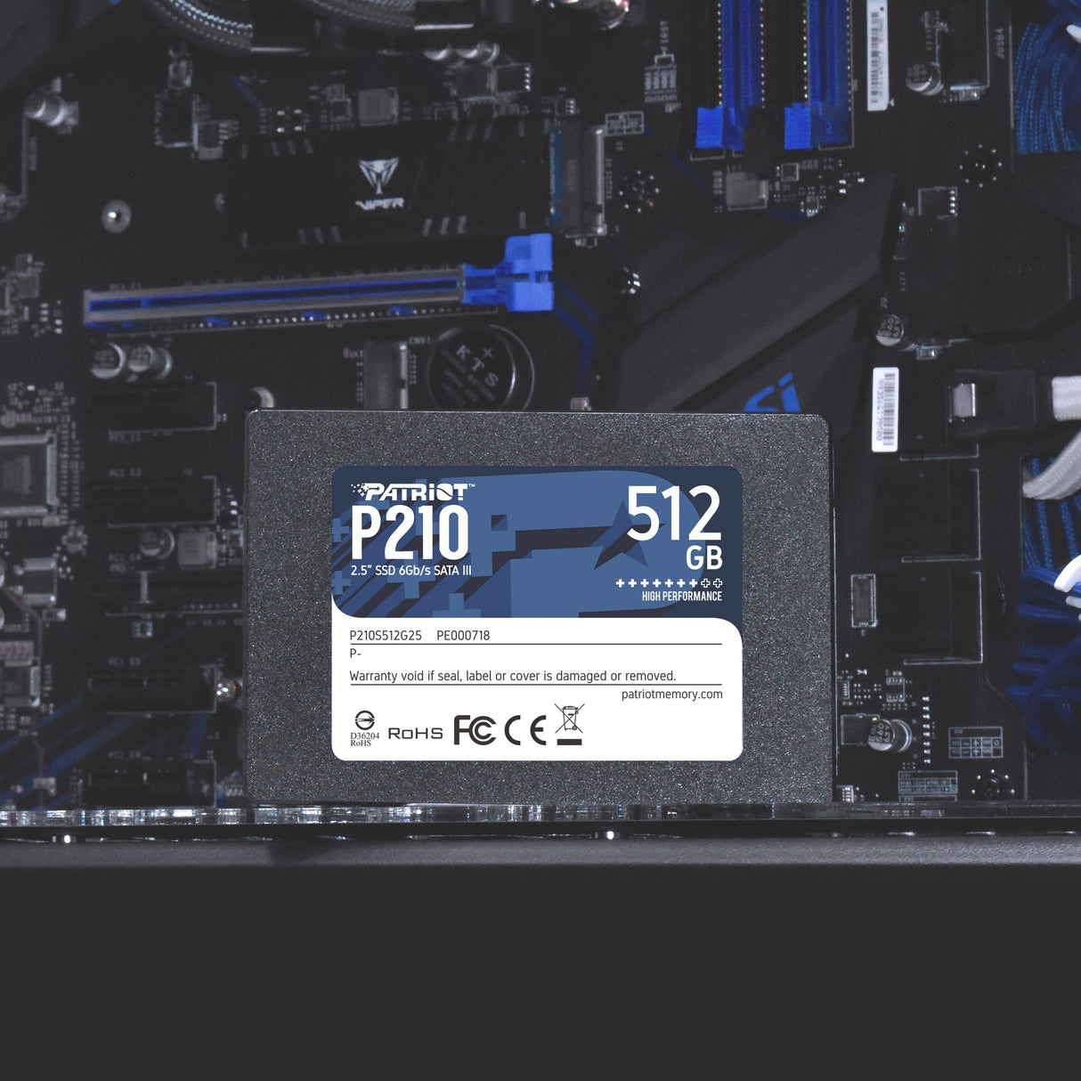 Patriot p210, 512 gb ssd (zwart, p210s512g25, sata iii)