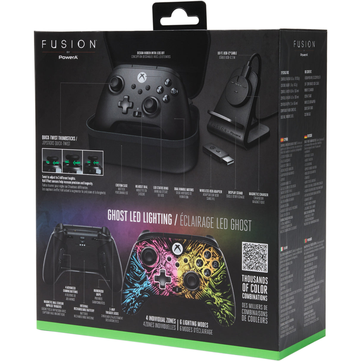 Powera fusion pro draadloze controller voor xbox series x|s met lumectra (zwart, rgb, xbox series x|s, xbox one, pc)
