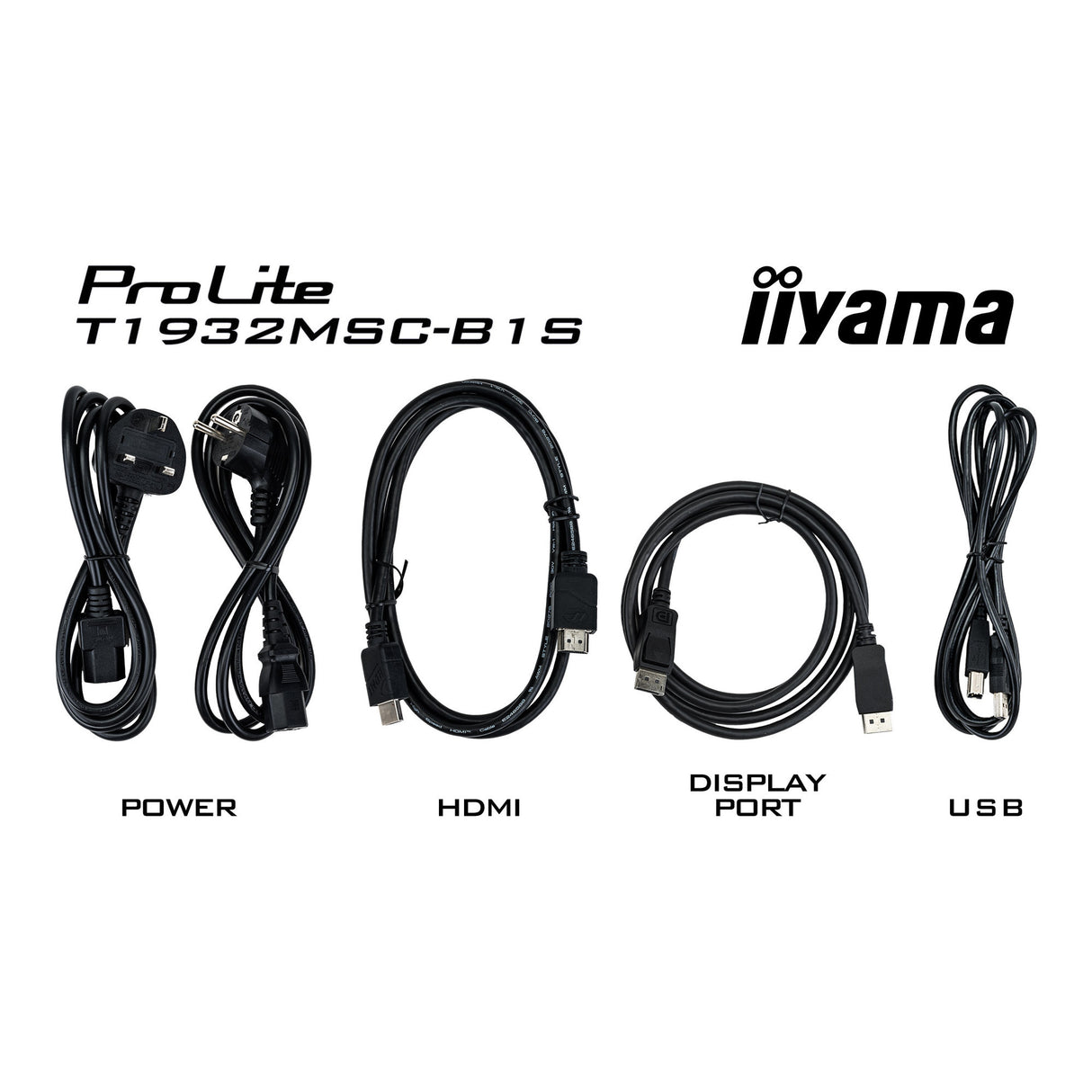 Iiyama prolite t1932msc-b2s 19 touchscreen monitor (zwart, vga, hdmi, displayport, audio, touchscreen)