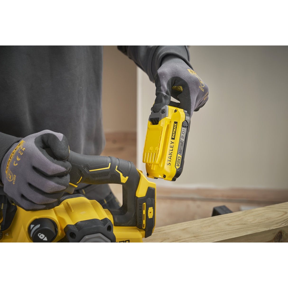 Stanley fatmax v20 18v brushless elektrische schaafmachine (zwart geel, accu en oplader niet inbegrepen)