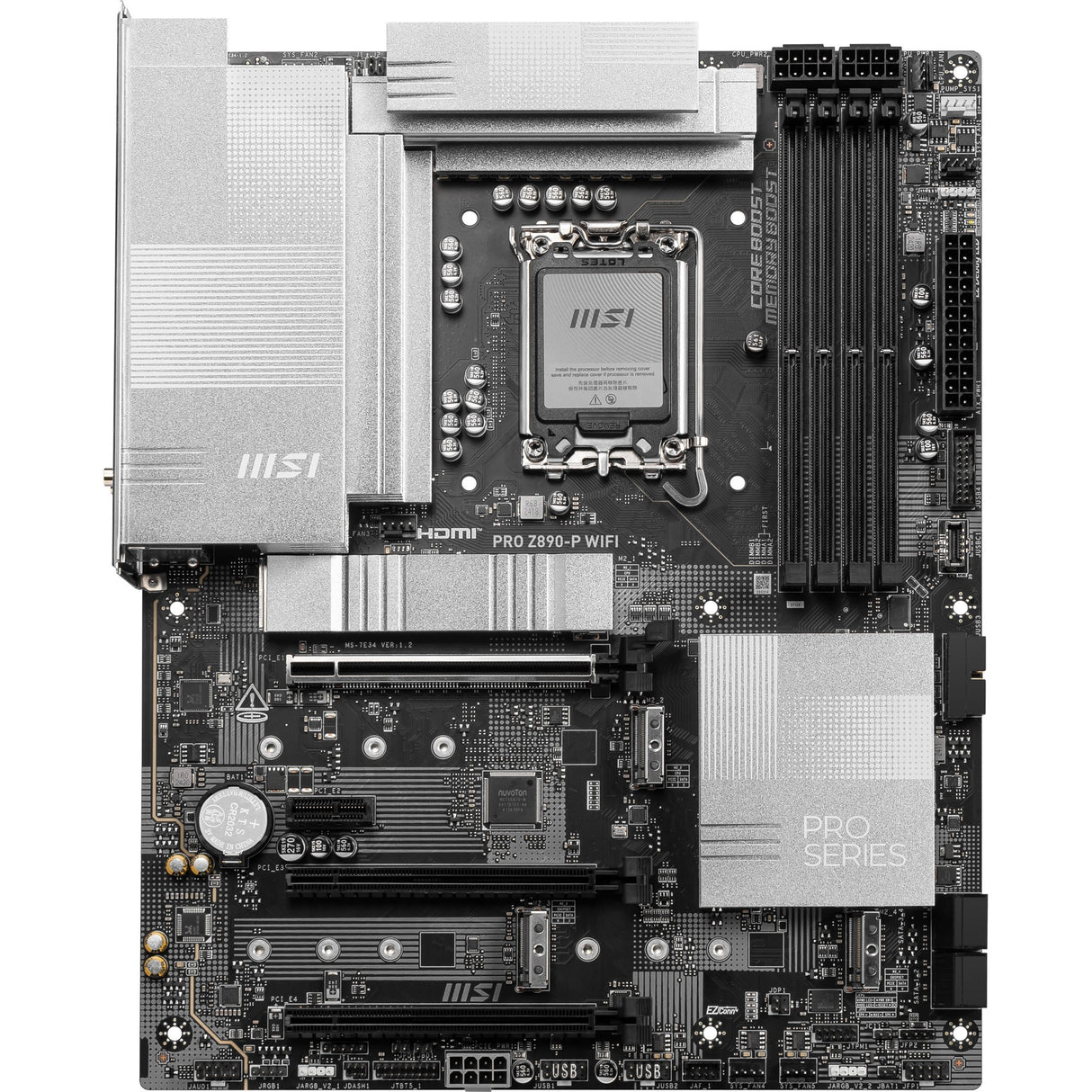 Msi pro z890-p wifi socket 1851 moederbord (zwart zilver, raid, 5gb-lan, wi-fi 7, bt, sound, atx)