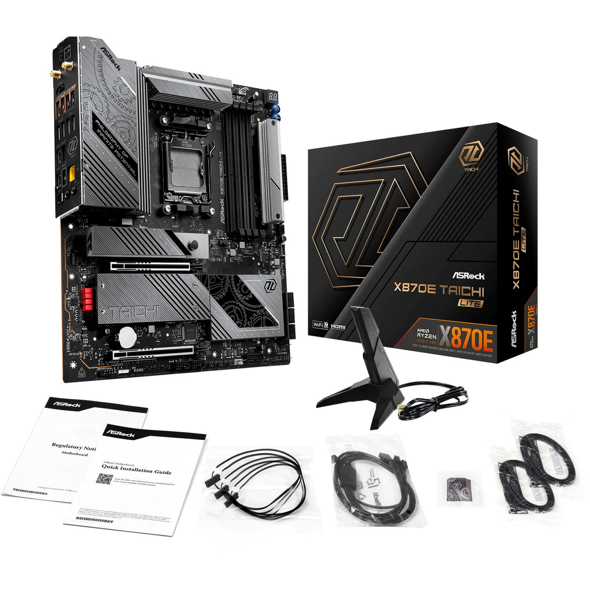 Asrock x870e taichi lite socket am5 moederbord (raid, 5 gb-lan, wi-fi 7, bt, e-atx)