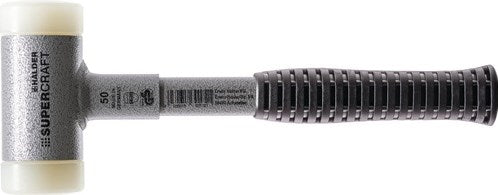 Halder kunststofhamer | lengte 300 mm hoofd-d. 40 mm | stalen buis terugslagvrij | hard nylon wit | 1 stuk - 3377.040 - 3377.040