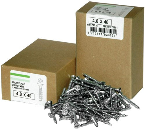 Hoenderdaal fasteners hoenderdaal houtschroef messing vernikkeld bk zs din96 3.0x20 | 200 stuks - 0111.24.13020
