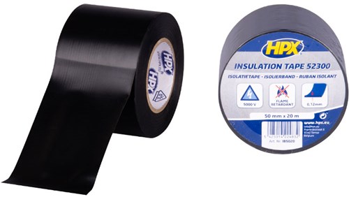 Hpx pvc isolatietape | zwart | 50mm x 20m - ib5020 - ib5020