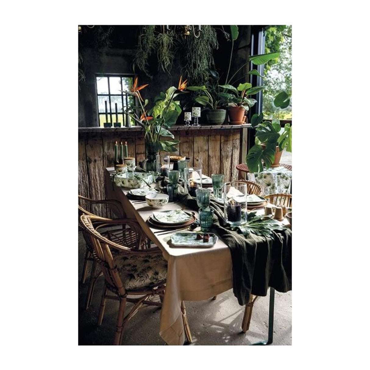 Ambiente broodmand jungle leaves white