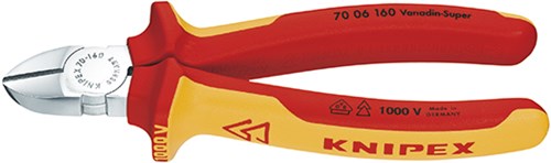 Knipex zijsnijtang verchroomd ge‹soleerd met meer-componentengrepen, vde-getest 180 mm - 7006180