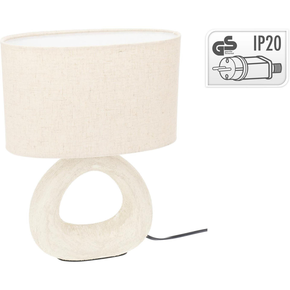 Home styling tafellamp steengoed e14 26x13x34cm wit