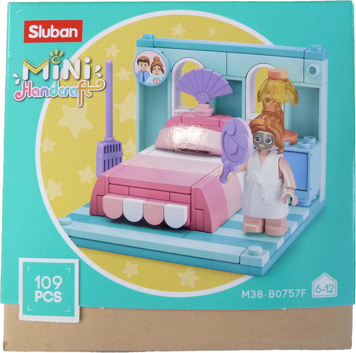 Sluban mini handcraft slaapkamer bouwspeelgoed kinderen vanaf 6 jaar – constructiespeelgoed modelbouw mini kamer – bouwdoos met 109 bouwstenen en 1 minifiguur – m38-b0757f