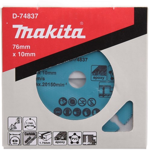 Makita accessoires 76 mm doorslijpschijf hm tcg 76x10x1,75mm voor dmc300 - d-74837