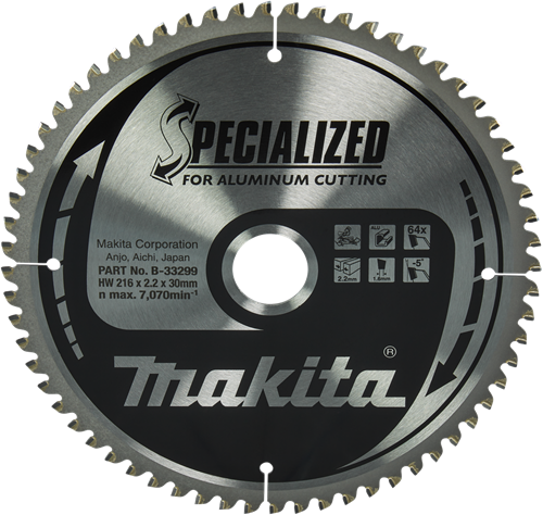 Makita accessoires makita afkortzaagblad voor aluminium | specialized | ø 216mm asgat 30mm 64t - b-33299