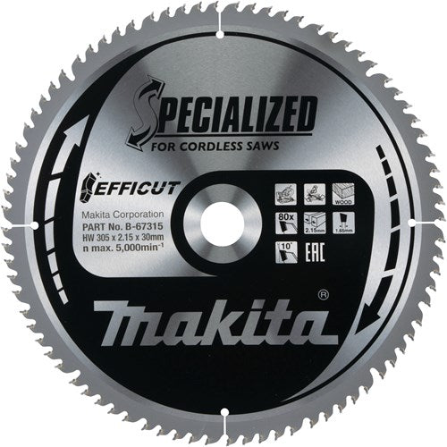 Makita accessoires afkortzaagblad hout efficut 305x30x2,15 80t 10g - b-67315