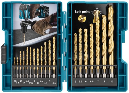 Makita accessoires makita metaalborenset 19-delig hss-tin - d-67527