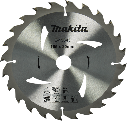 Makita accessoires cirkelzaagblad hout | 165x20x1,6 24t 18g - e-15643 - e-15643