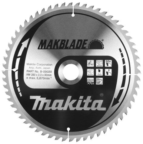 Makita accessoires makita afkortzaagblad voor hout | makblade | ø 260mm asgat 30mm 32t - b-32736