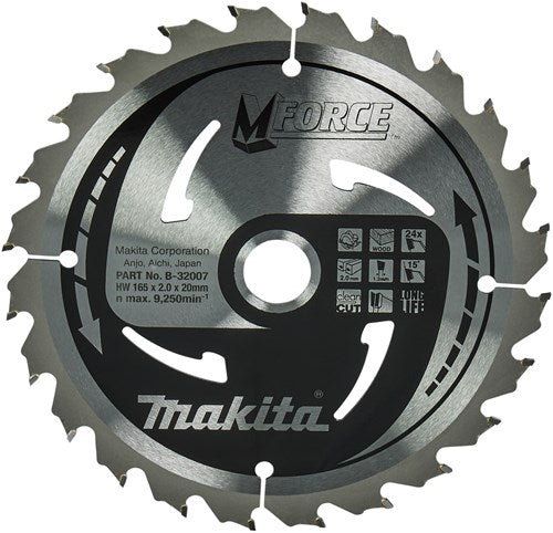 Makita accessoires cirkelzaagblad | hout | mforce | 165x20x2,0 24t15g - b-32007