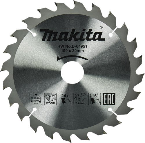 Makita accessoires makita cirkelzaagblad voor hout | standaard | ø 190mm asgat 30mm 24t - d-64951