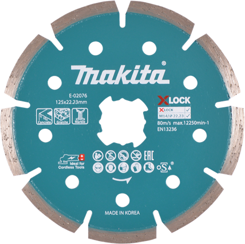 Makita accessoires makita diamantschijf 125 mm x-lock beton - e-02076
