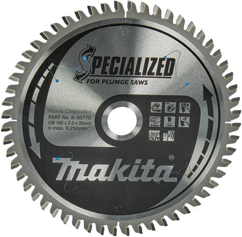 Makita accessoires makita invalcirkelzaagblad voor aluminium | specialized | ø 165mm asgat 20mm 56t - b-56770