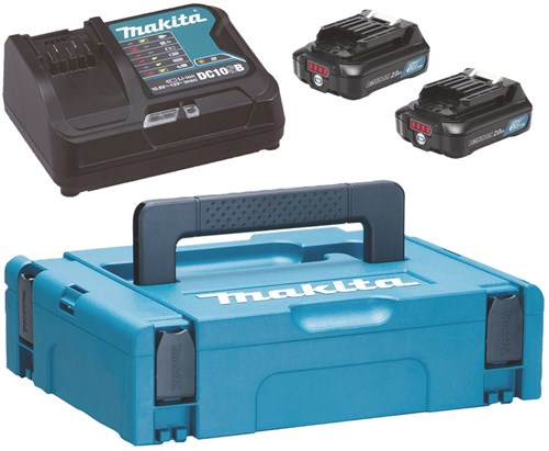 Makita 197658-5 | cxt startset 12v max in mbox1 (2x 2.0ah bl1021b accu + dc10sb lader) - 197658-5