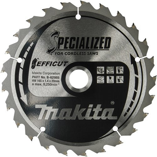 Makita accessoires makita b-62985-2 cirkelzaagbladset 165 x 20 x 1.4 mm aantal tanden: 25 2 stuk(s)
