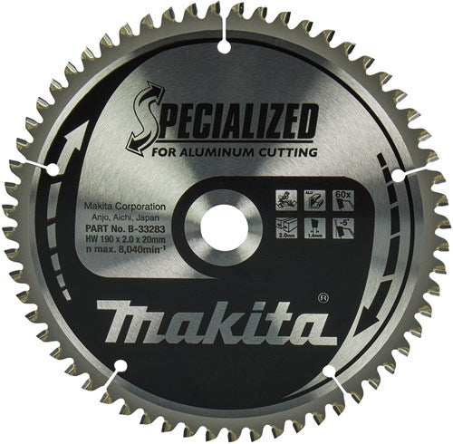 Makita accessoires afkortzaagblad | aluminium | 190x20x2,0 60t -5g - b-33283