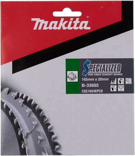 Makita accessoires makita cirkelzaagblad voor vezelcementplaat | specialized | ø 165mm asgat 20mm 4t - b-33685