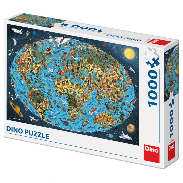 Dinotoys dino puzzel - bijzondere wereldkaart - 1000 stukjes