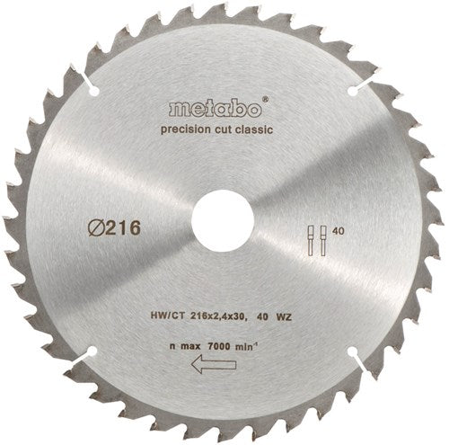 Metabo accessoires metabo cirkelzaagblad precision cut hw ct ø 216 mm, 30t wz22 - 628062000