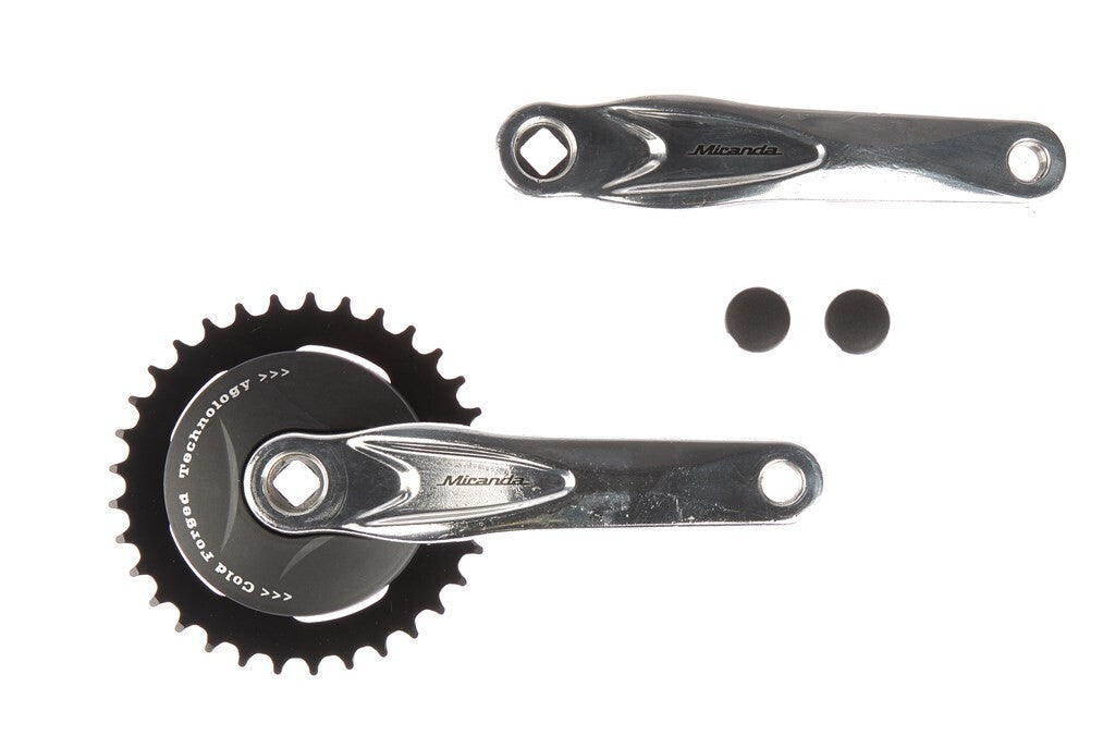 Buzaglo miranda alfa 1 crankstel 33t 3 32“+disc 9.2cm zwart, crank zilvrt