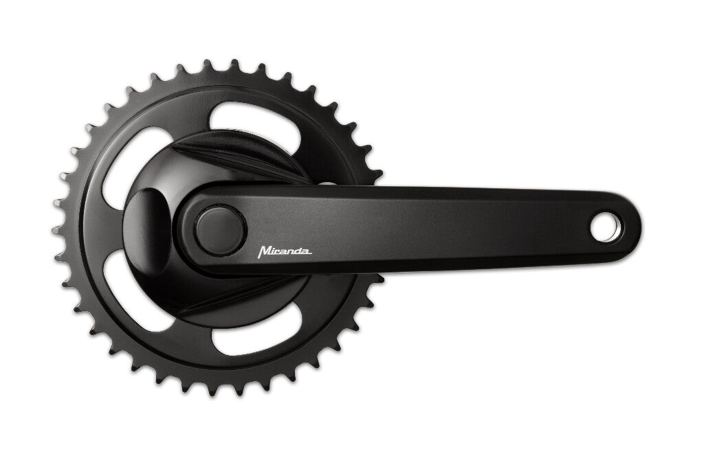 Miranda delta crankstel 38t +disc 9.5cm zwart