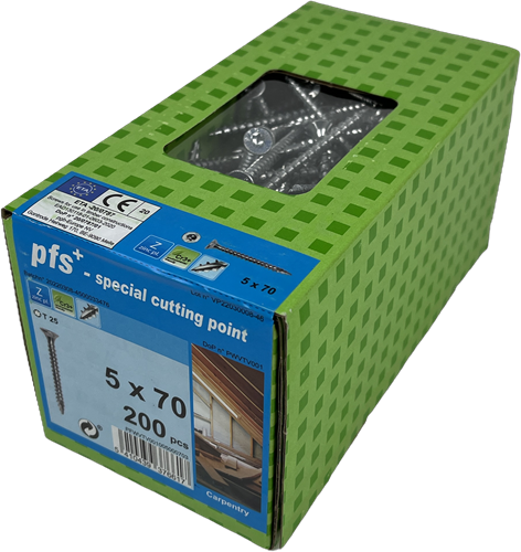 Pgb-europe pfs+ | spaanplaatschroef pfs+ vzk-t ø 5,0x70 zn tx20 | 200 st - pfwvtv001005000703