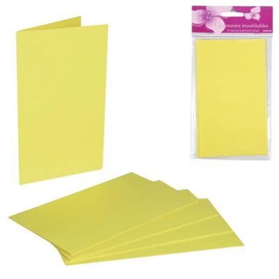 Kaarten blanco geel 17 cm 5 stuks | 24 stuks