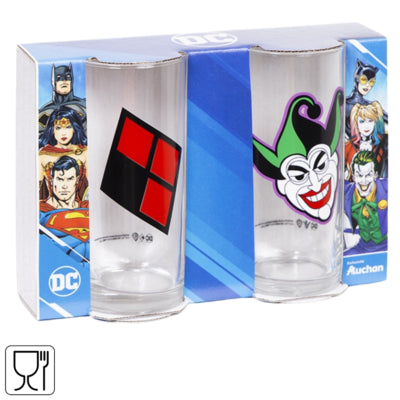 Dc glazen harley quinn joker 270 ml set van 2 | 12 stuks